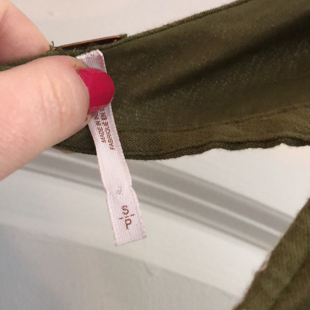 Free People Olive Green Mini Dress with Cream Floral Embroidery - Picture 3 of 8